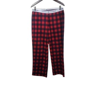Men's Tommy Hilfiger Fuzzy Pajama Pants - Red & Black Plaid Size Small